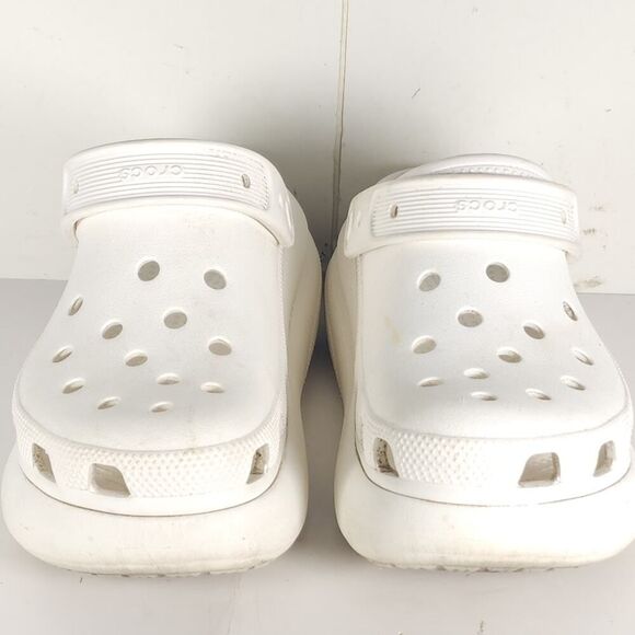 Crocs Women's Mega Crush US7 Triple White Platform Wedge Classic Clogs Sandals - Picture 5 of 16